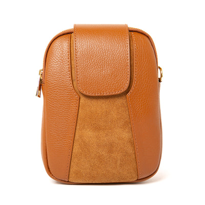 Saffron Leather & Suede Cross Body Handbag